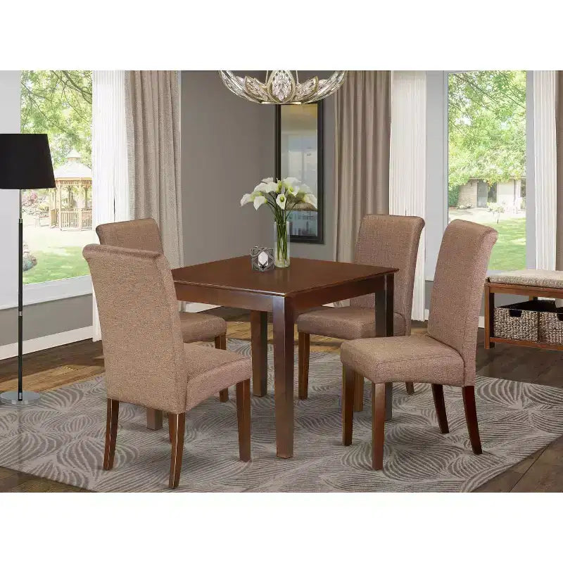 Mesa de comedor cuadrada y sillas Parson - Tela de lino - 36x36 pulgadas