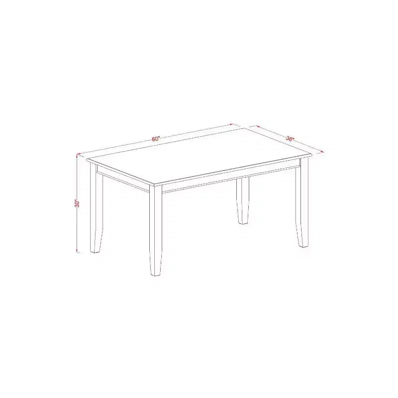 Mesa de comedor rectangular de madera maciza con acabado de caoba - Capacidad para 4 personas