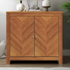 Galano 2-Door Accent Cabinet with Chevron Doors in Amber Walnut 30.9 W x 15.8 D x 30 H