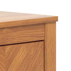Gabinete decorativo de 2 puertas con diseño de chevrón en nogal ámbar 78.5 cm An. x 40.1 cm Pr. x 76.2 cm Al.