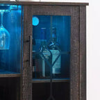 Mueble Bar para Vinos con Botellero Desmontable, Mueble para Vinos con Puerta de Malla, Mueble para Licores con Soporte para Copas, Barra de Café para el Hogar