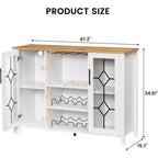 Mueble Bar para Vinos con Botellero Desmontable, Mueble para Vinos con Puerta de Malla, Mueble para Licores con Soporte para Copas, Barra de Café para el Hogar