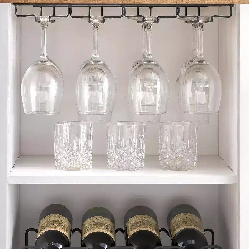 Mueble Bar para Vinos con Botellero Desmontable, Mueble para Vinos con Puerta de Malla, Mueble para Licores con Soporte para Copas, Barra de Café para el Hogar