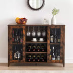 Mueble Bar para Vinos con Botellero Desmontable, Mueble para Vinos con Puerta de Malla, Mueble para Licores con Soporte para Copas, Barra de Café para el Hogar