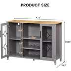 Mueble Bar para Vinos con Botellero Desmontable, Mueble para Vinos con Puerta de Malla, Mueble para Licores con Soporte para Copas, Barra de Café para el Hogar