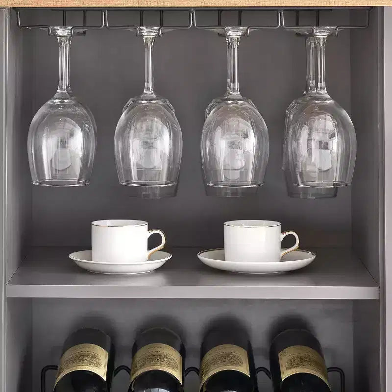 Mueble Bar para Vinos con Botellero Desmontable, Mueble para Vinos con Puerta de Malla, Mueble para Licores con Soporte para Copas, Barra de Café para el Hogar