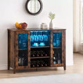 Wine Bar Cabinet with Detachable Rack, Wine Cabinet with Mesh Door, Liquor Cabinet with Glass Holder, Coffee Bar for Home