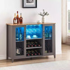 Mueble Bar para Vinos con Botellero Desmontable, Mueble para Vinos con Puerta de Malla, Mueble para Licores con Soporte para Copas, Barra de Café para el Hogar