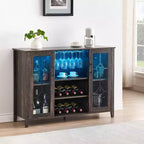 Mueble Bar para Vinos con Botellero Desmontable, Mueble para Vinos con Puerta de Malla, Mueble para Licores con Soporte para Copas, Barra de Café para el Hogar