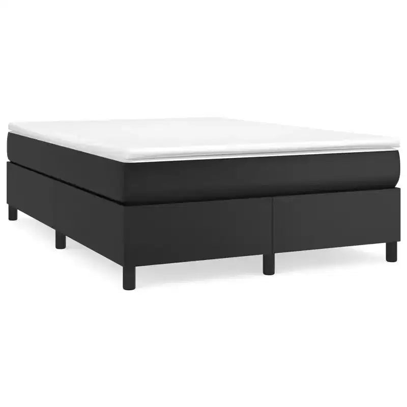 Base de cama de piel sintética negra, contrachapado, madera de ingeniería Queen