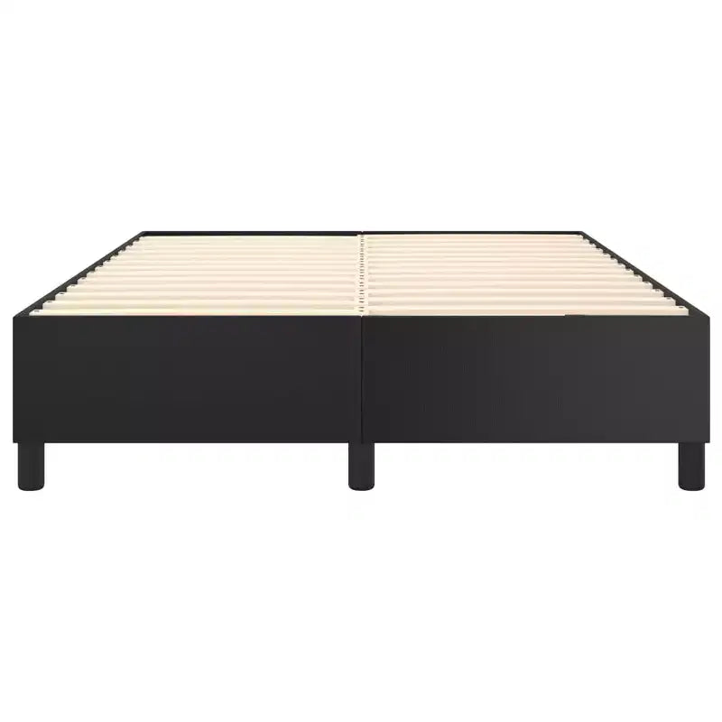 Base de cama de piel sintética negra, contrachapado, madera de ingeniería Queen