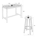 Mesa de Comedor de Altura de Mostrador, Barra de Cocina con Taburetes a Juego, Solución Completa de Comedor para Cocina, Comedor y Bar en Casa, Marrón