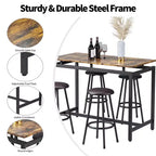 Mesa de Comedor de Altura de Mostrador, Barra de Cocina con Taburetes a Juego, Solución Completa de Comedor para Cocina, Comedor y Bar en Casa, Marrón