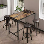 Mesa de Comedor de Altura de Mostrador, Barra de Cocina con Taburetes a Juego, Solución Completa de Comedor para Cocina, Comedor y Bar en Casa, Marrón