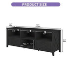 Mueble de TV de estilo rústico de 70 pulgadas para televisores de 60/70/80 pulgadas, centro de entretenimiento LED con armarios de almacenamiento, consola multimedia para sala de estar