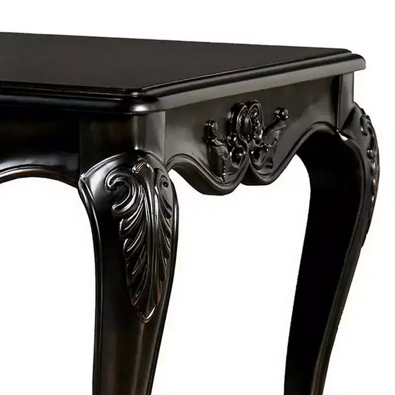 Mesa auxiliar, 29 pulgadas, patas cabriolé clásicas, madera maciza marrón oscuro