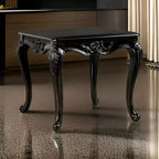 Mesa auxiliar, 29 pulgadas, patas cabriolé clásicas, madera maciza marrón oscuro