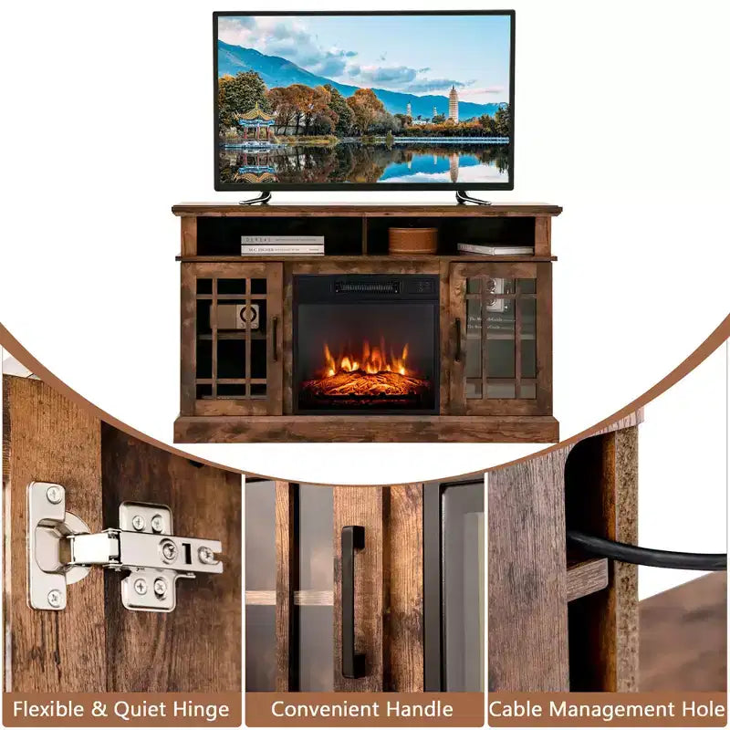 Mueble TV Consola de 48" con Chimenea Centro de Entretenimiento para Sala