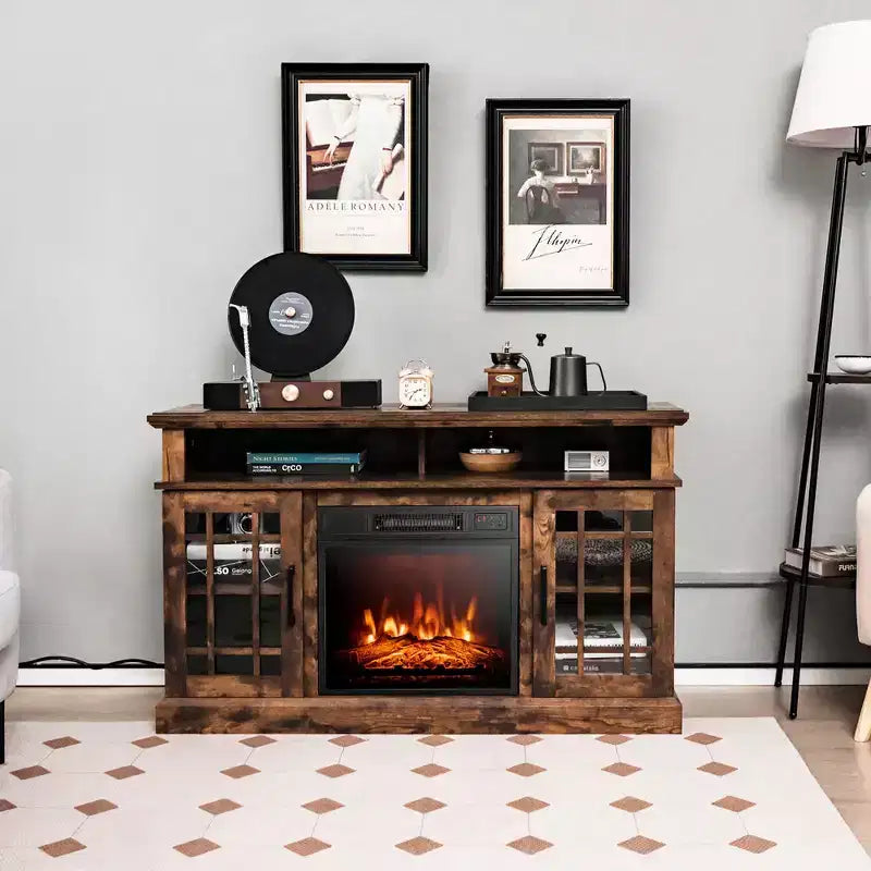 Mueble TV Consola de 48" con Chimenea Centro de Entretenimiento para Sala