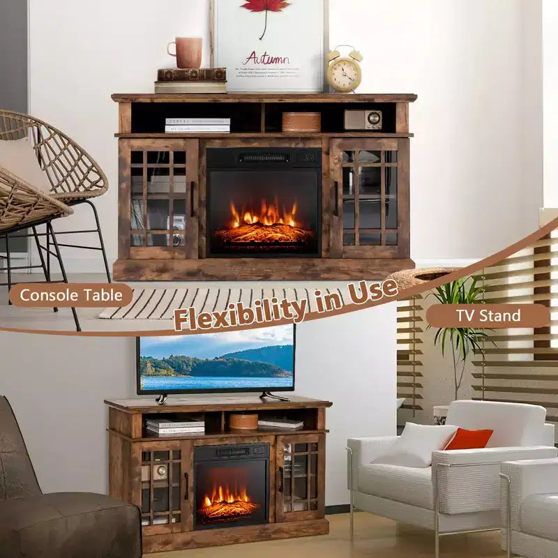 Mueble TV Consola de 48" con Chimenea Centro de Entretenimiento para Sala