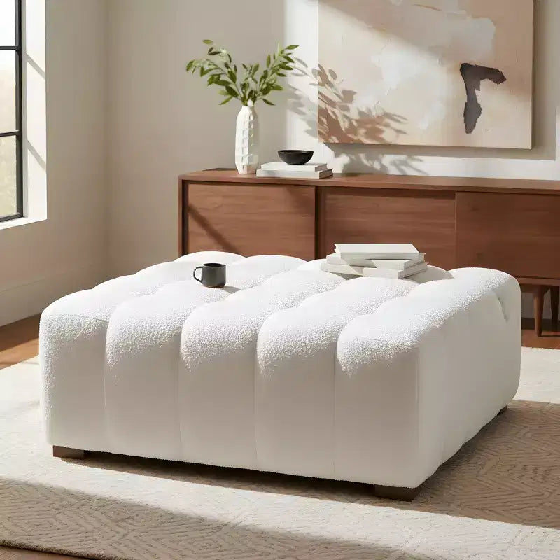 Christopher Knight Home Luna Boucle Ottoman 44.5D X 35.5W X 18.5H