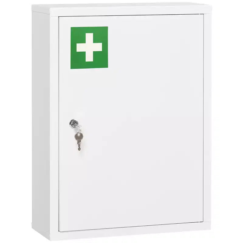 16 x 21 Lockable Medicine Cabinet, 3 Tier Steel Medical Wall Box with 2 Keys and Shelves for Bathroom