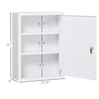 Botiquín con cerradura de 16 x 21, botiquín de pared de acero de 3 niveles con 2 llaves y estantes para baño