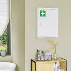 Botiquín con cerradura de 16 x 21, botiquín de pared de acero de 3 niveles con 2 llaves y estantes para baño