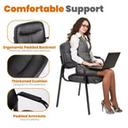 Silla de recepción sin ruedas, silla clásica de cuero sintético para invitados con reposabrazos acolchados, capacidad de 250 libras para oficina