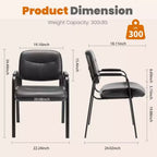 Silla de recepción sin ruedas, silla clásica de cuero sintético para invitados con reposabrazos acolchados, capacidad de 250 libras para oficina