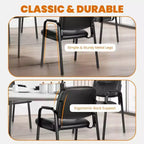 Silla de recepción sin ruedas, silla clásica de cuero sintético para invitados con reposabrazos acolchados, capacidad de 250 libras para oficina