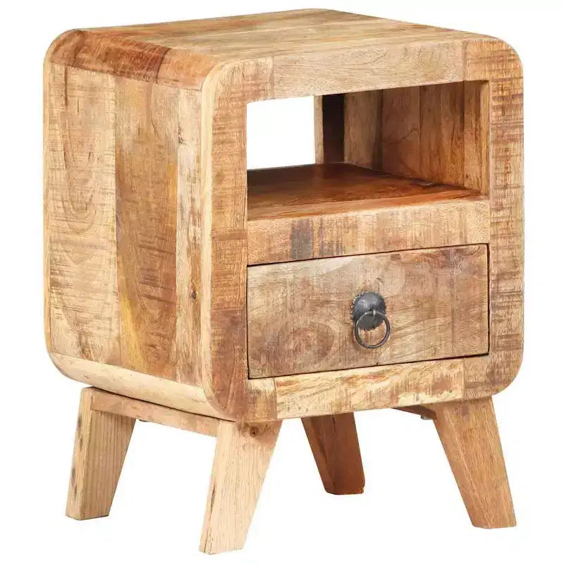 vidaXL Cabinet Nightstand Side End Table with Solid Wood Legs for Bedroom