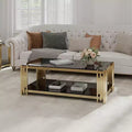 SC 2 Stainless Steel Woker Furniture 48 Wide Rectangular Coffee Table with Tempered Glass Top A