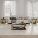 Mesa de centro rectangular de 48" de ancho con tapa de cristal templado