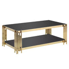 Mesa de centro rectangular de 48" de ancho con tapa de cristal templado