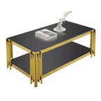 Mesa de centro rectangular de 48" de ancho con tapa de cristal templado