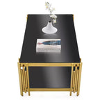 Mesa de centro rectangular de 48" de ancho con tapa de cristal templado