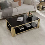 Mesa de centro rectangular de 48" de ancho con tapa de cristal templado