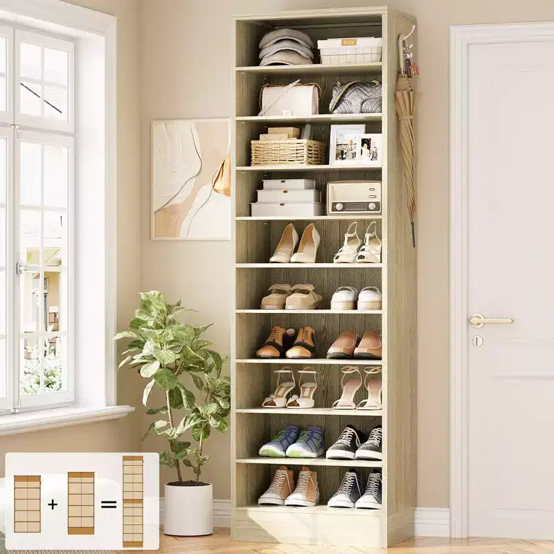 Besiost Shoe Storage Cabinet, 10-Tier Shoe Rack With Drawers