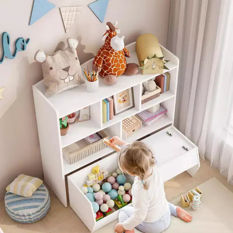 Organizador de almacenamiento de juguetes, estantería para niños, mueble de almacenamiento de juguetes, estantería para niños pequeños para habitación infantil, dormitorio, guardería, sala de estar