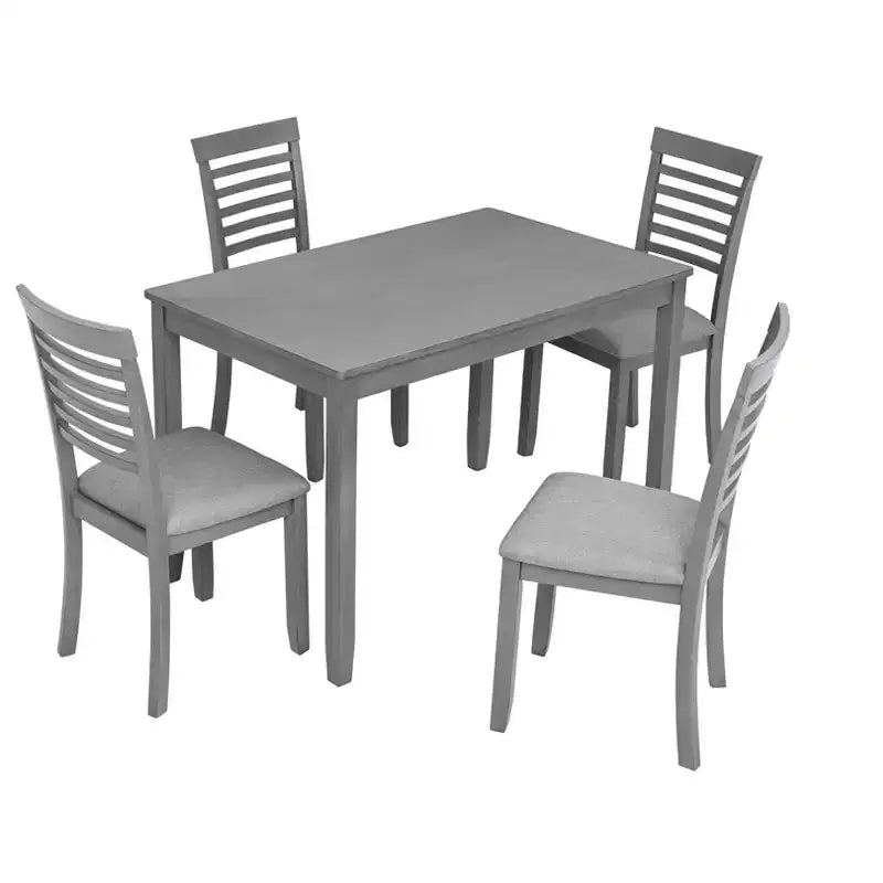 Comedor Moderno, Mesa Rectangular de Madera con Sillas Tapizadas, Comedor de Cocina, Gris