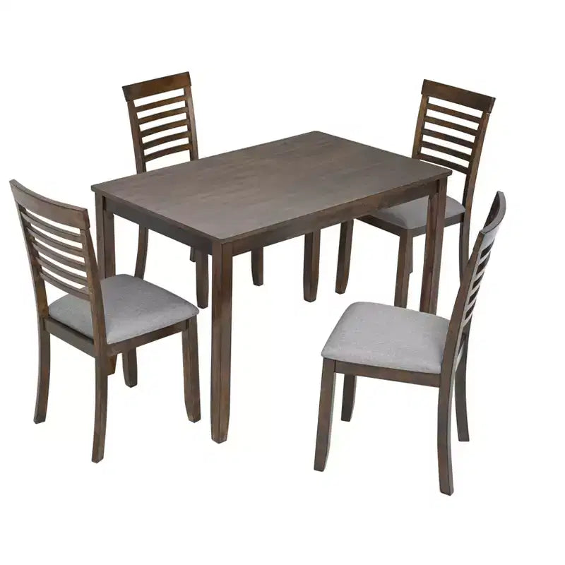 Comedor Moderno, Mesa Rectangular de Madera con Sillas Tapizadas, Comedor de Cocina, Gris