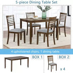 Comedor Moderno, Mesa Rectangular de Madera con Sillas Tapizadas, Comedor de Cocina, Gris
