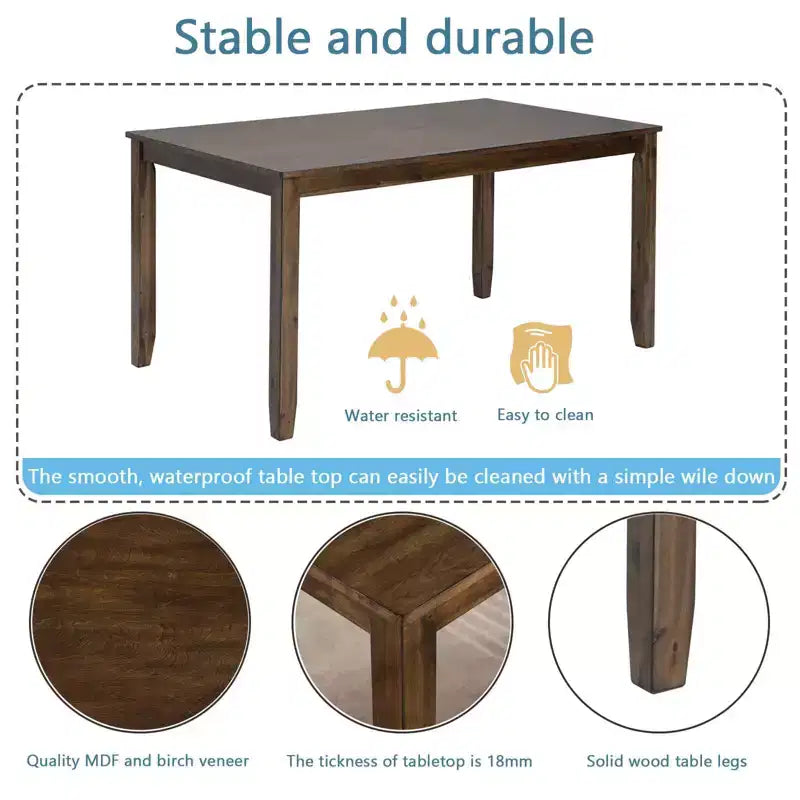 Comedor Moderno, Mesa Rectangular de Madera con Sillas Tapizadas, Comedor de Cocina, Gris