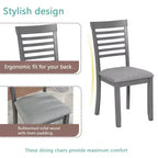 Comedor Moderno, Mesa Rectangular de Madera con Sillas Tapizadas, Comedor de Cocina, Gris