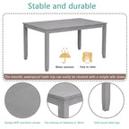 Comedor Moderno, Mesa Rectangular de Madera con Sillas Tapizadas, Comedor de Cocina, Gris