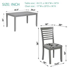 Comedor Moderno, Mesa Rectangular de Madera con Sillas Tapizadas, Comedor de Cocina, Gris