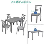 Comedor Moderno, Mesa Rectangular de Madera con Sillas Tapizadas, Comedor de Cocina, Gris