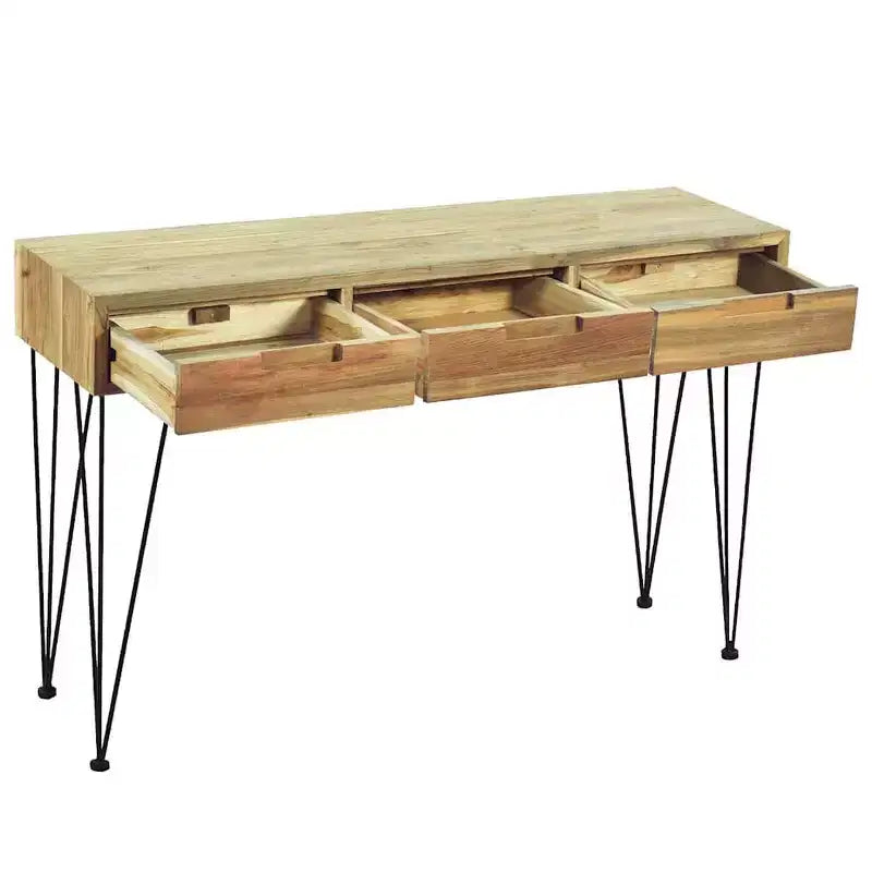 Mesa consola de teca maciza de 120x35x76 cm
