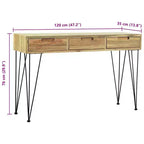 Mesa consola de teca maciza de 120x35x76 cm